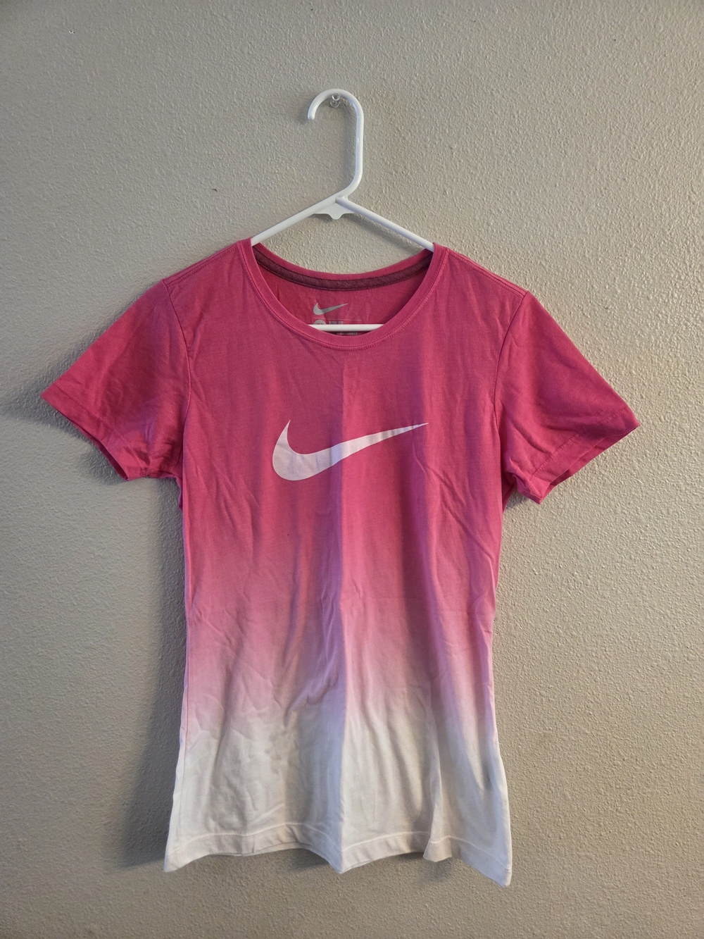 Nike Pink to White Ombre Swoosh Tee NWOT